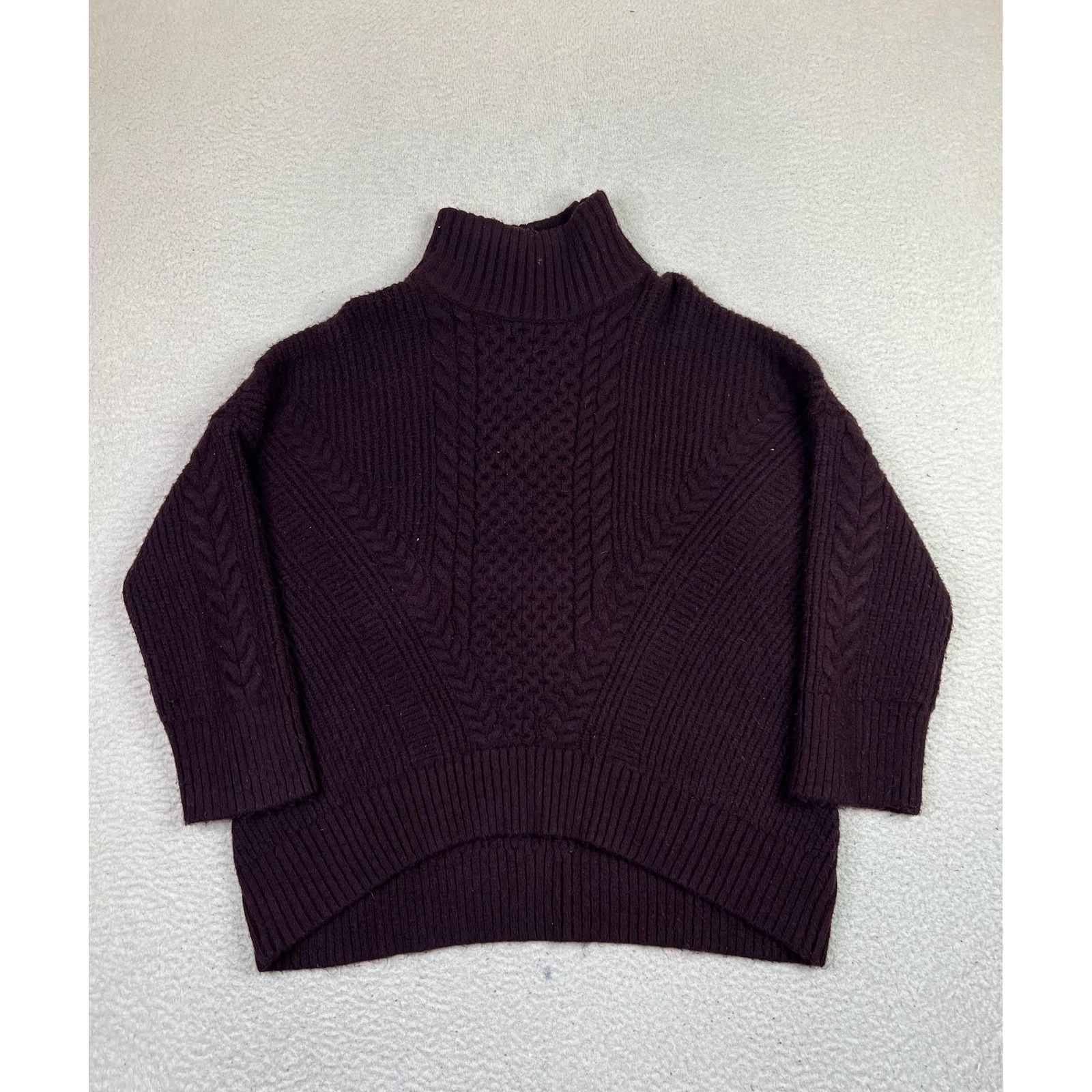 Express Sweater Womens Small Purple Mock Neck Cable Knit Chunky Ribbed Pullover